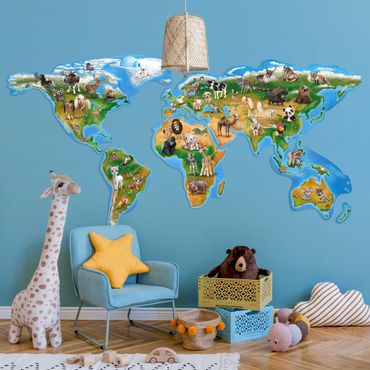 FOLDZILLA 3D Mapa świata - Animal Club International - Kartonowa mapa świata ze zwierzętami