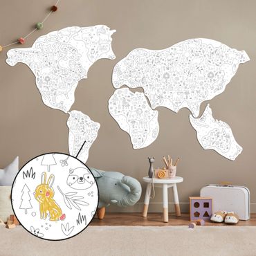 FOLDZILLA 3D Mapa świata - Dziecięca mapa świata do pokolorowania